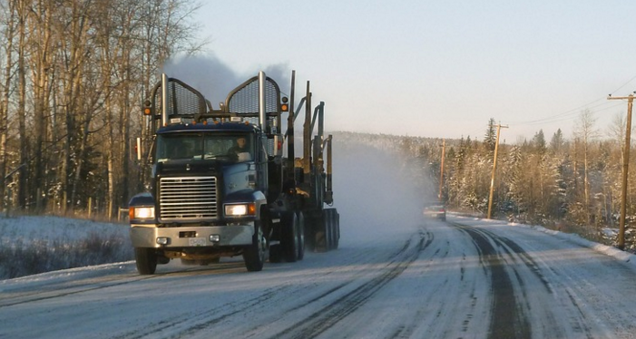 Truck on icy road